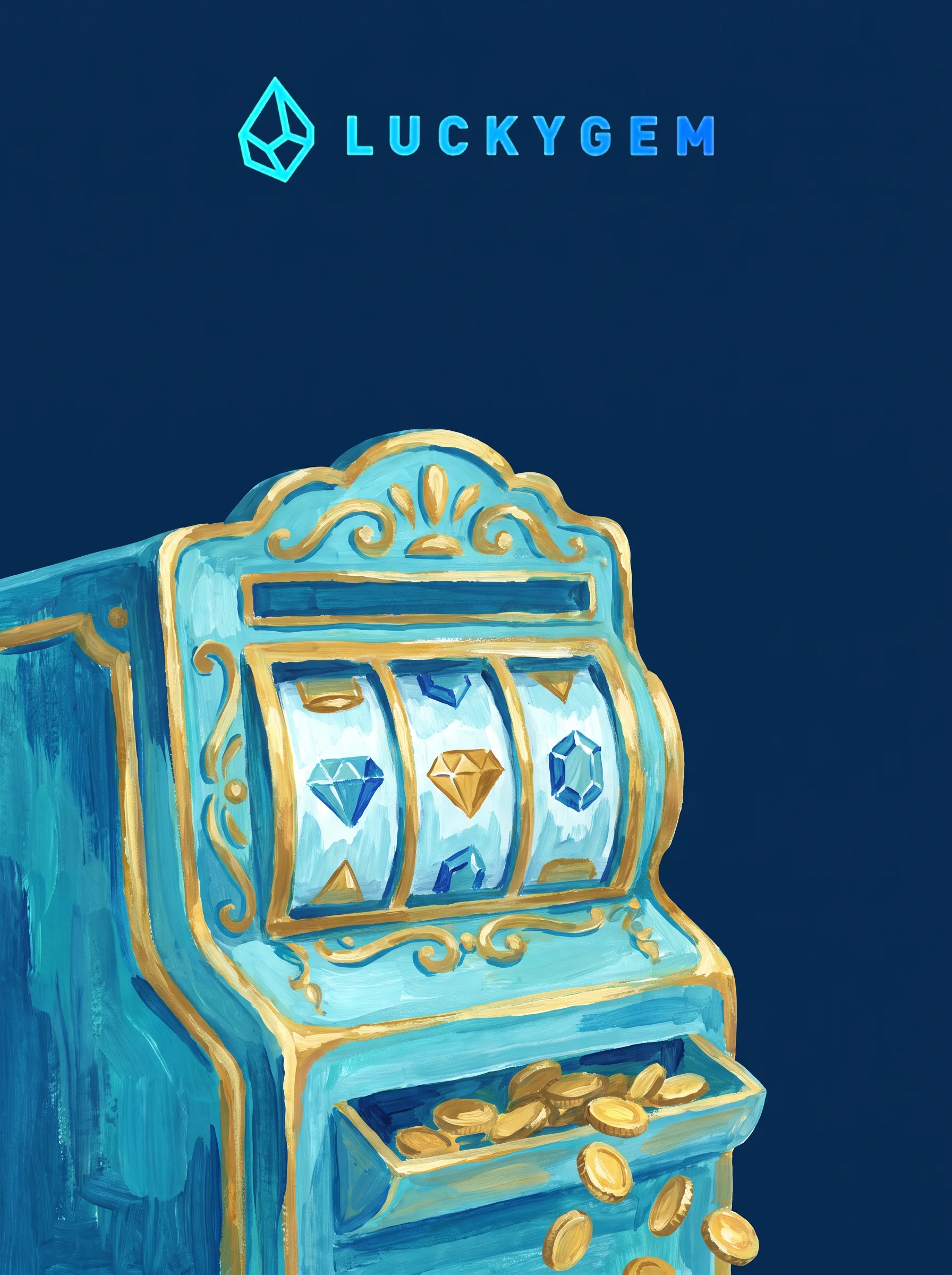 Lucky Gem slot games with painted turquoise crystals